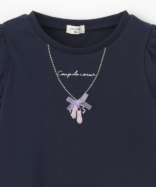 ANY KIDS ネックレス モチーフ Tシャツ ネイビー（トゥシューズ）