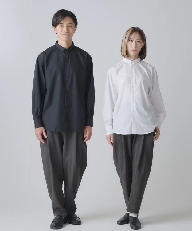 muuc 〈日本製・上質なブロード〉the amber shirt〈ユニセックス・大きいサイズあり〉〈3シーズン〉〈お顔スッキリ見せる小さめ襟のシャツ〉 ホワイト