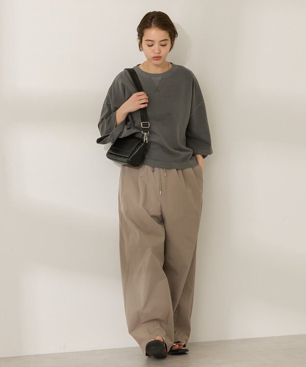 AMERICAN HOLIC ピグメント加工ミニ裏毛半袖プルオーバー Charcoal Gray