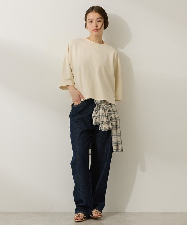 AMERICAN HOLIC ピグメント加工ミニ裏毛半袖プルオーバー Charcoal Gray