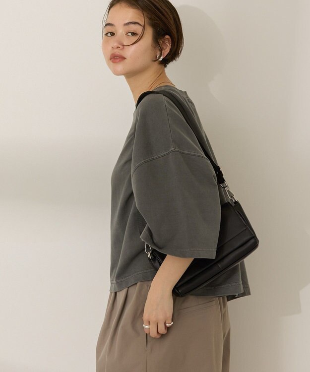 AMERICAN HOLIC ピグメント加工ミニ裏毛半袖プルオーバー Charcoal Gray