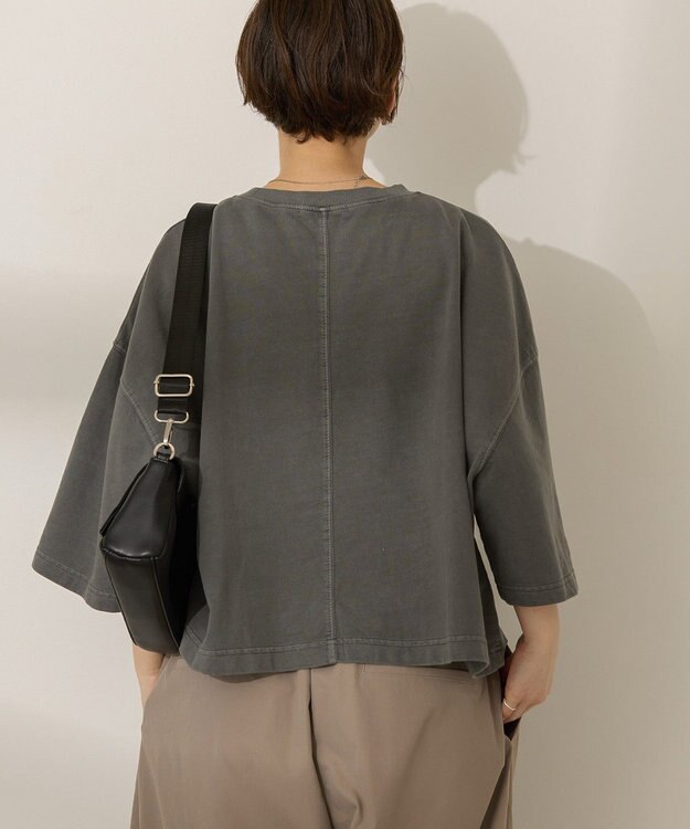 AMERICAN HOLIC ピグメント加工ミニ裏毛半袖プルオーバー Charcoal Gray