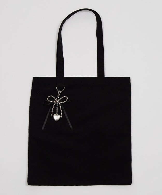 WEGO チャーム付きA4トートバッグ ブラック