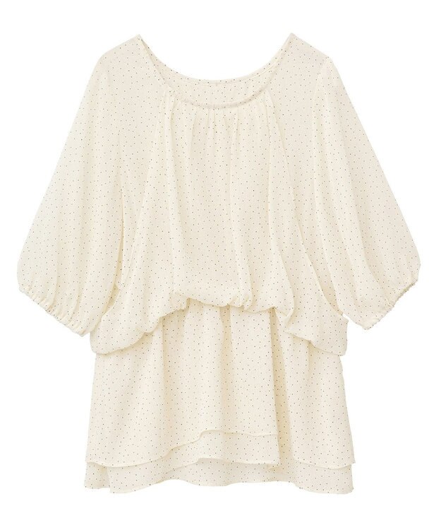earth music&ecology レイヤードライクドット柄ブラウス Ivory