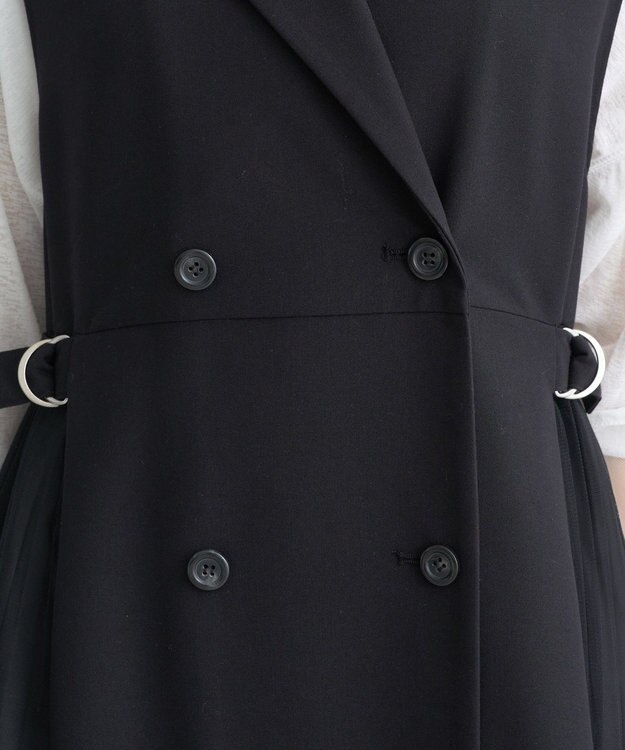 earth music&ecology サイドプリーツジレンチ ブラック