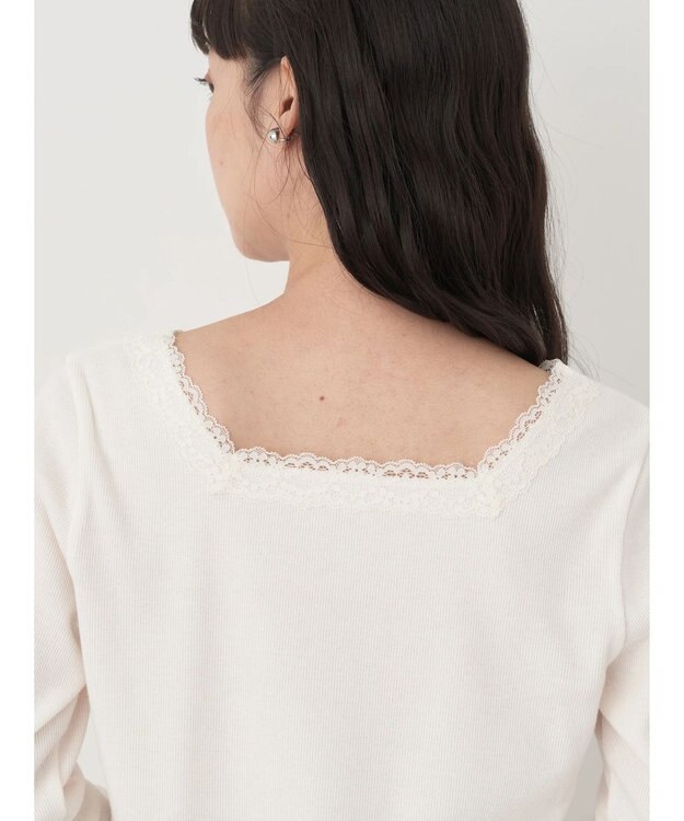 earth music&ecology 前後２ＷＡＹ襟レースプルオーバー Ivory