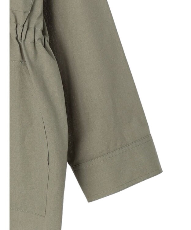 Green Parks 綿麻混ノーカラーブルゾン Light Khaki