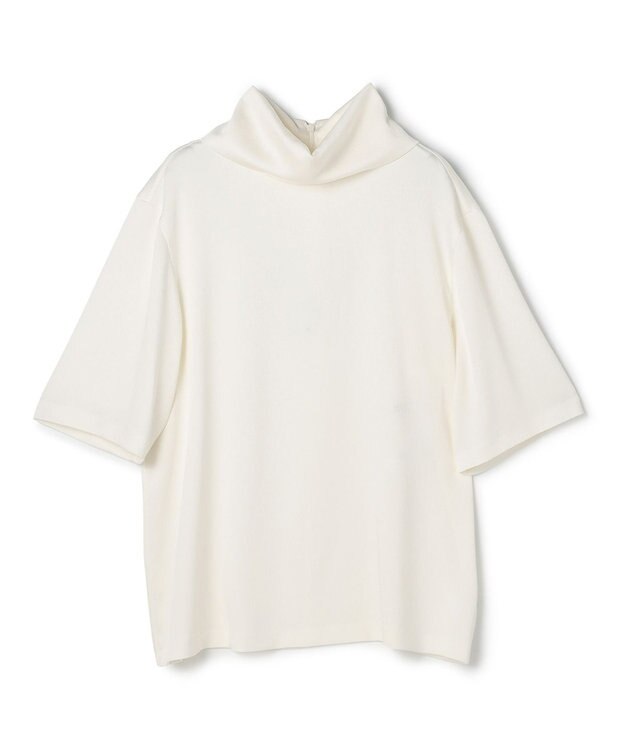 BEIGE， 【洗える・Precious 11月号掲載】LLOYD / ハンマーサテンロールカラー半袖ブラウス Ecru