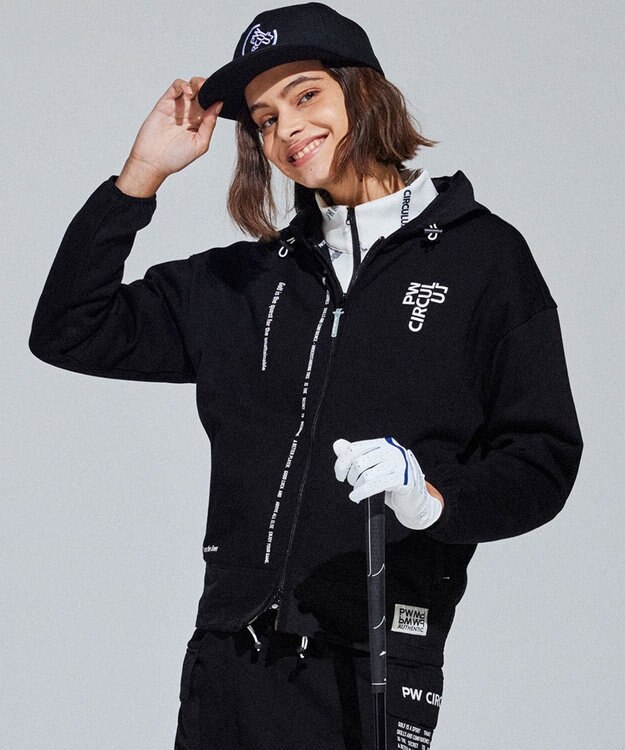 PW CIRCULUS 【WOMEN】裏毛ジップアップフーディー ブラック系