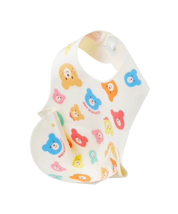 MIKI HOUSE HOT BISCUITS 総柄 お食事スタイ 白