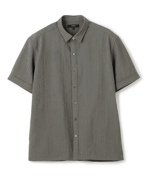 JOSEPH HOMME 新素材【通気性/ストレッチ】トリコサッカーストレッチ 　レギュラーカラー半袖シャツ グレー系