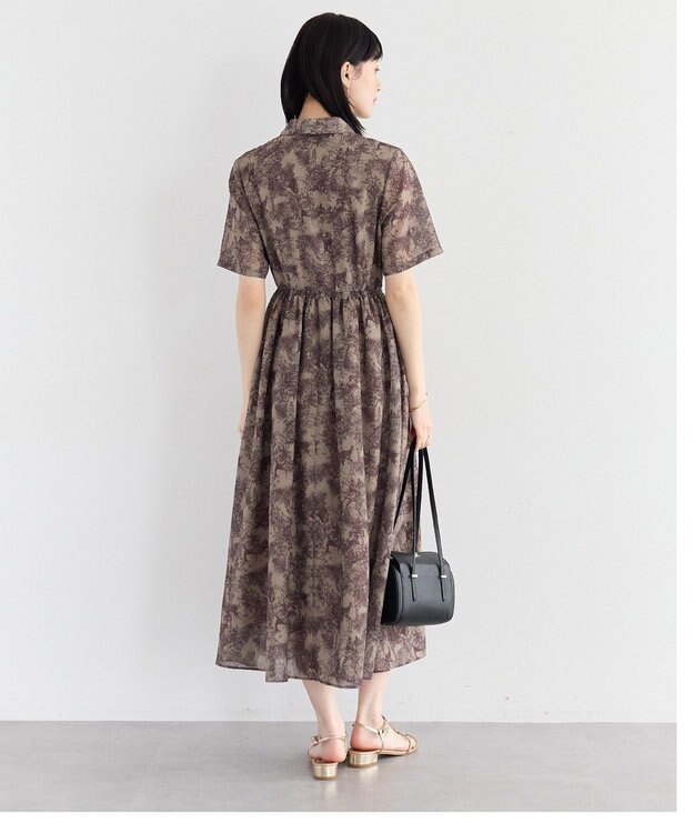 YECCA VECCA サファリ柄フレアシャツワンピース Beige