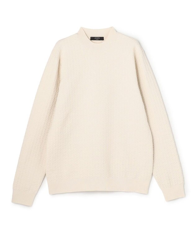 JOSEPH HOMME 新柄【イージーケア】 ヴィスコースリンクス　モックネックニット アイボリー系