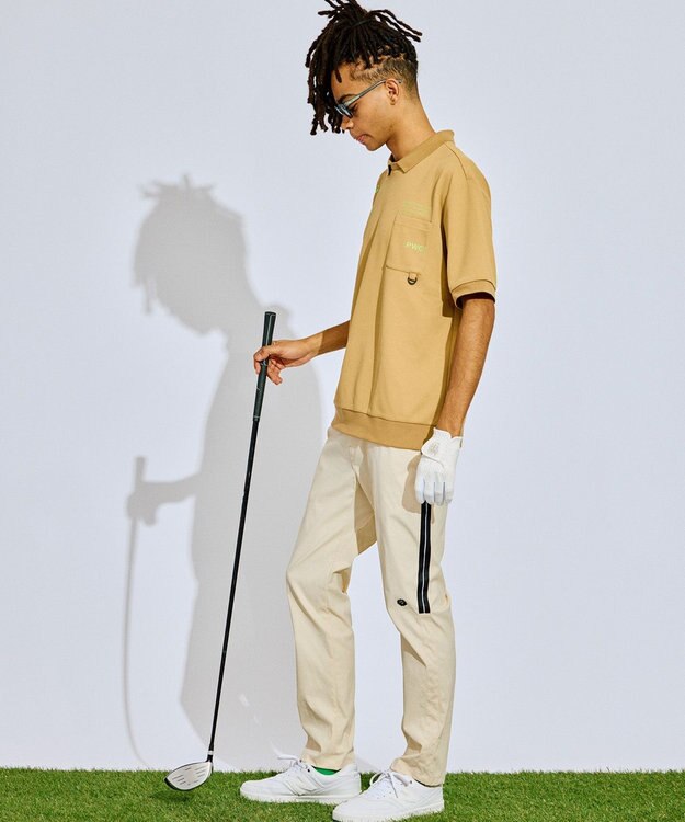 PW CIRCULUS 【GOLF OUT掲載アイテム】【MEN】ワッフルポロ ゴルフ ベージュ系