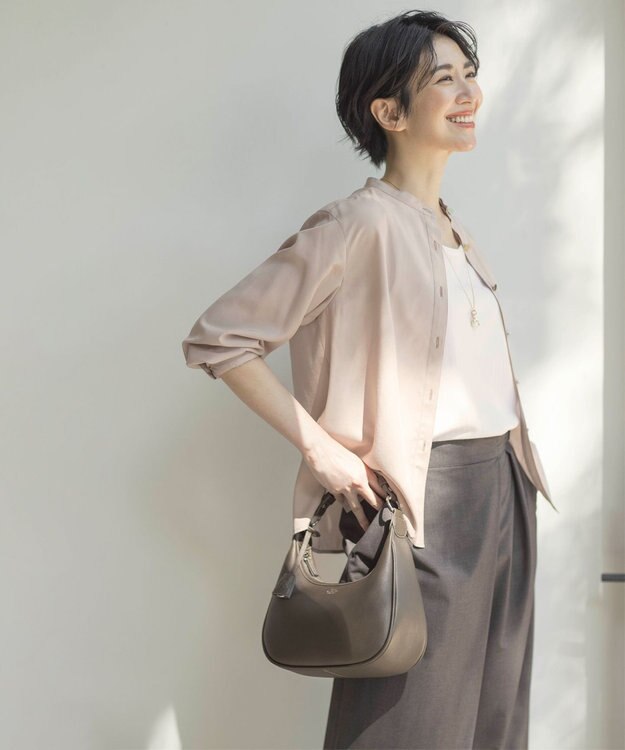 J.PRESS LADIES 【洗える】テトロンレーヨンマンスローン ブラウス ベージュ系