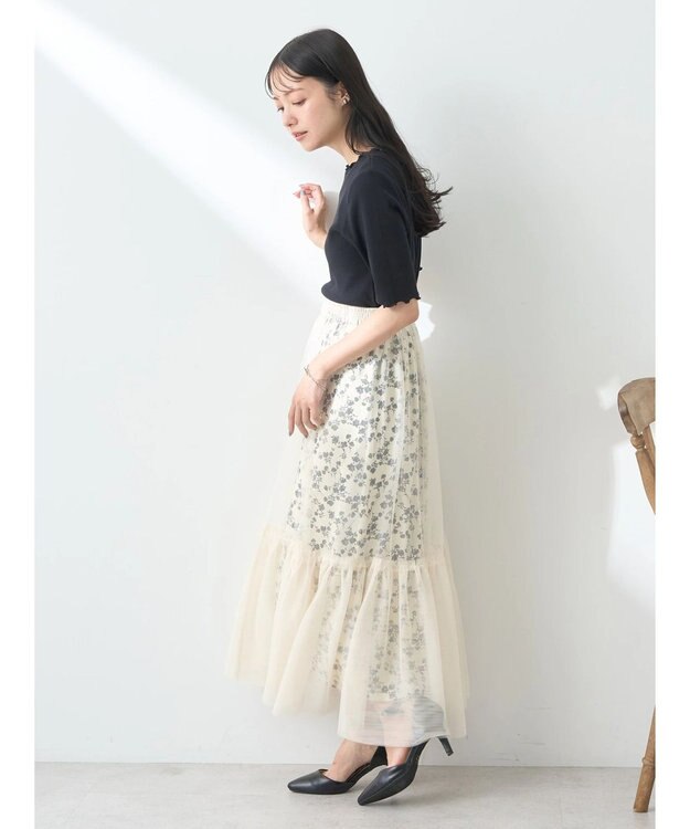 earth music&ecology Ｍｕｌｔｉｗａｙチュールスカート Flower