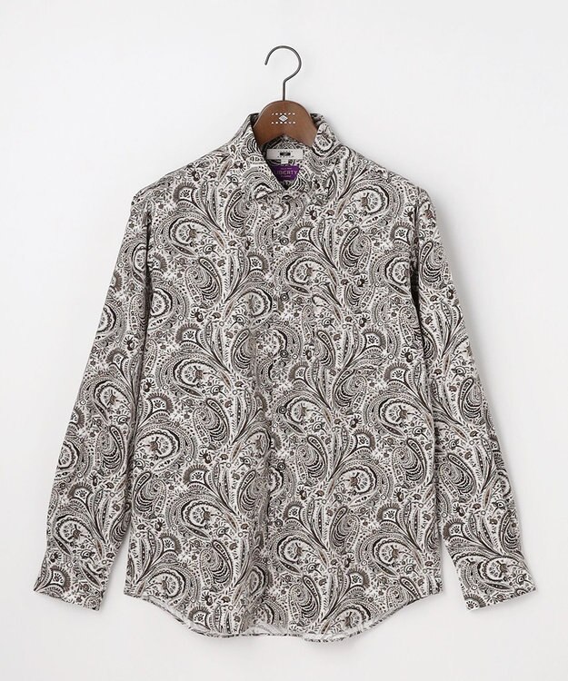 JOSEPH ABBOUD 【LIBERTY・綿100％】リバティペイズリープリントコーデュロイ シャツ ダークブラウン系6
