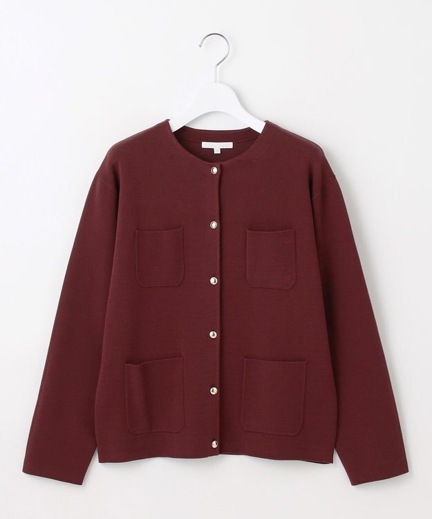 自由区 S レーヨンストレッチ カーディガン ボルドー