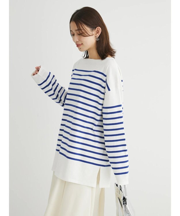 Green Parks パネルボーダーチュニック Blue