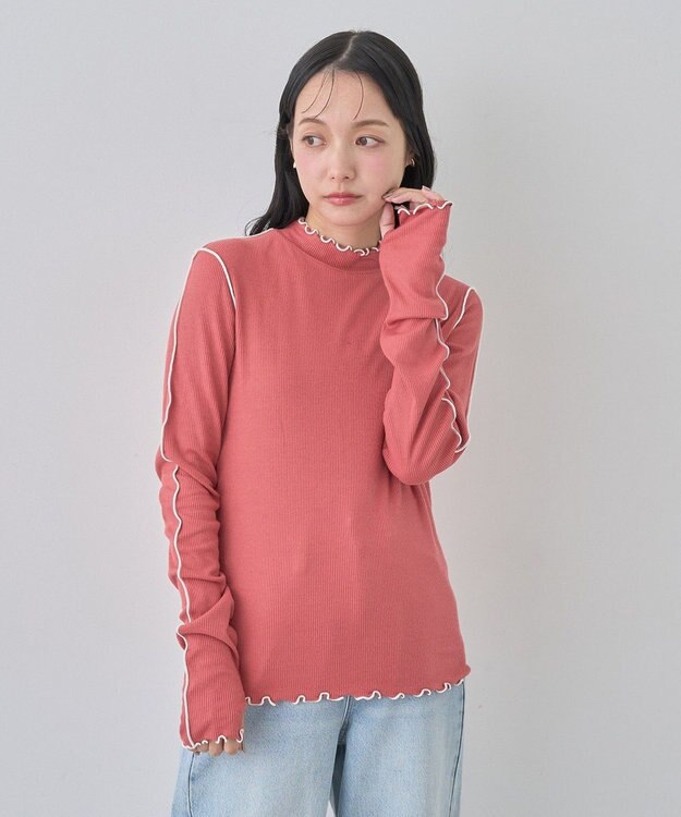 earth music&ecology メローハイネックプルオーバー Dark Pink