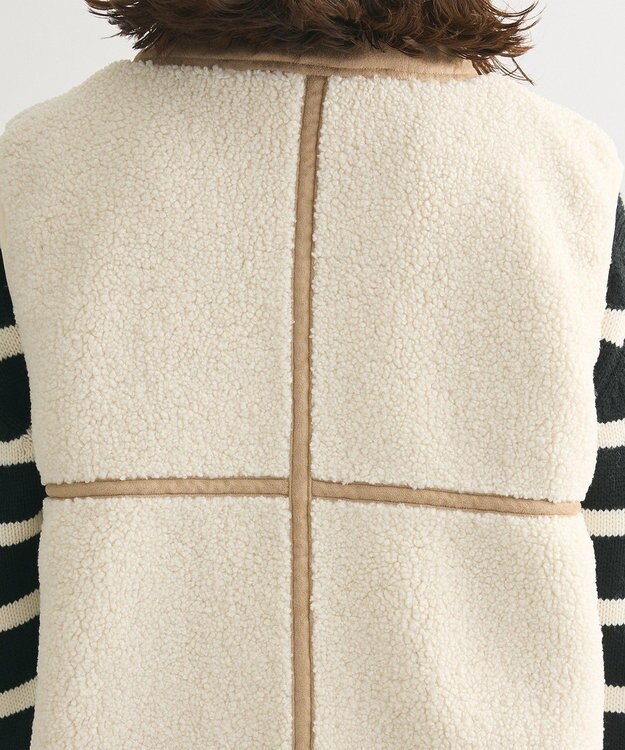 Green Parks スタンドカラーボアＺＩＰベスト Beige