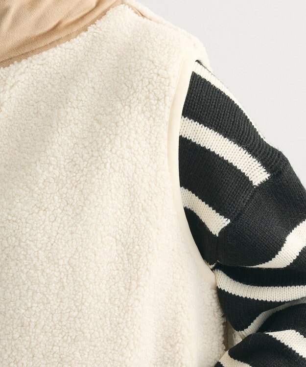 Green Parks スタンドカラーボアＺＩＰベスト Beige