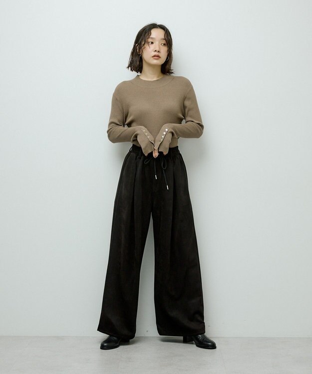 Green Parks 袖口金釦リブニットプルオーバー Light Beige