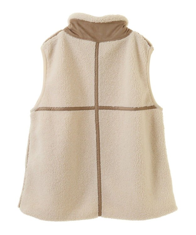 Green Parks スタンドカラーボアＺＩＰベスト Beige