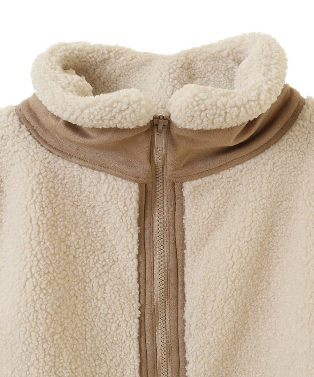 Green Parks スタンドカラーボアＺＩＰベスト Beige