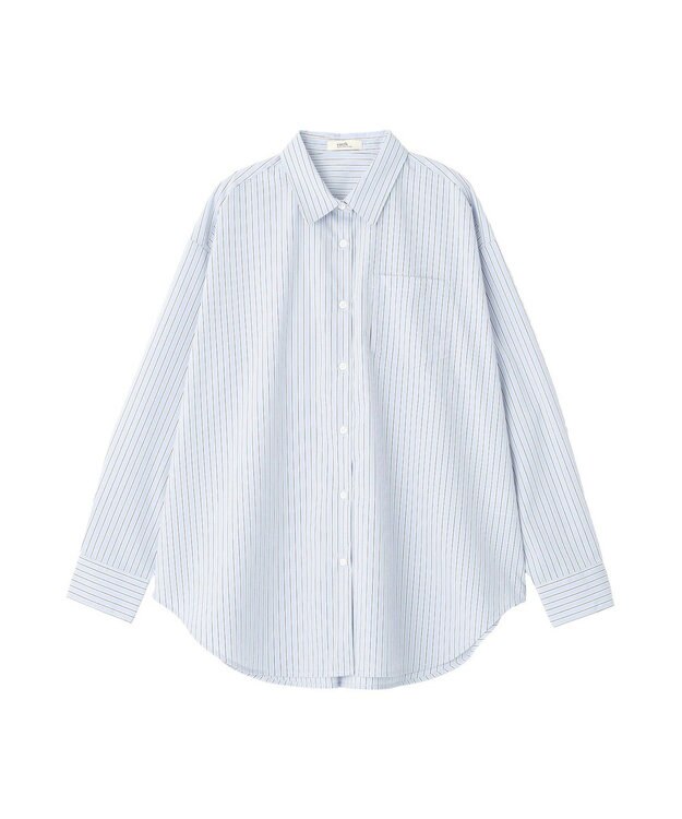 earth music&ecology スタンダードシャツ Stripe Blue