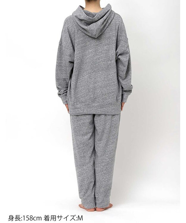 une nana cool 【綿混】あくびのお嬢さんの裏毛フーディーパジャマ グレー