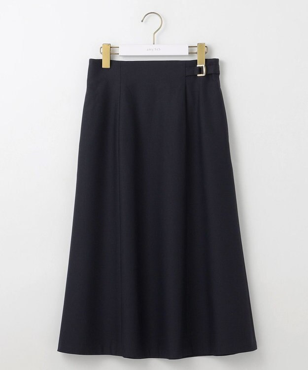 ANY SIS L 【洗える】褒めらレディフレア スカート ネイビー