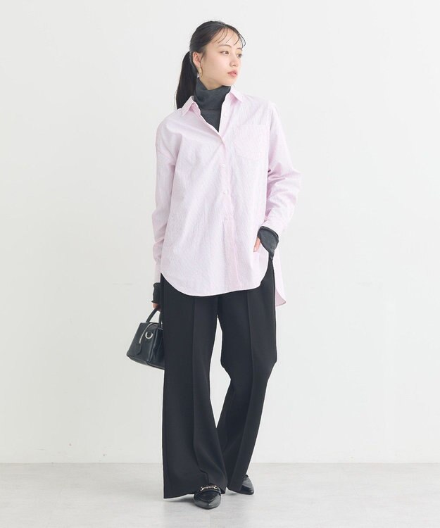 earth music&ecology スタンダードシャツ Stripe Pink