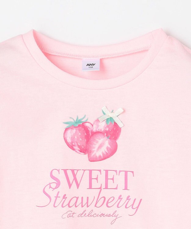 ANY KIDS 【Strawberry Collection】アートプリント 長袖Tシャツ ピンク