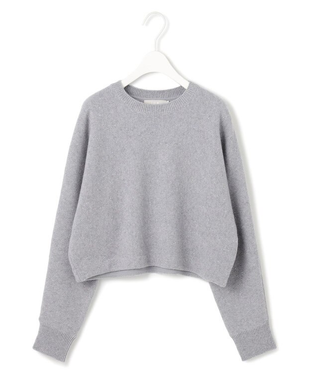 ICB 【洗える】ソフトカシミヤミックス ラメノットヤーンニット ライトグレー系
