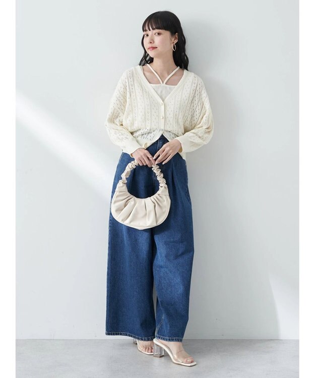 earth music&ecology キラキラボタンハートカーディガン Ivory