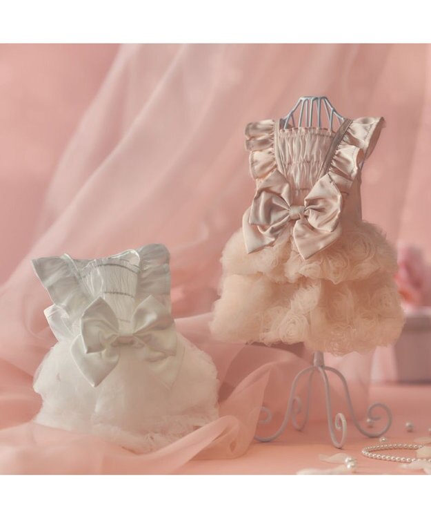 PET PARADISE cherircouture ローズチュールワンピース 《ホワイト》 小型犬 ホワイト