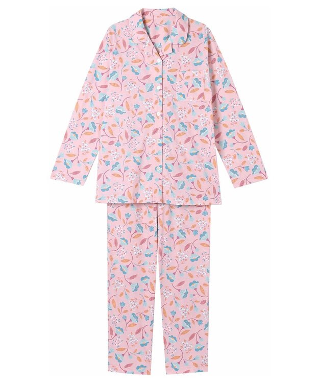 Wing パジャマ 長袖 長ズボン 綿100%(本体) 天竺素材 レディース EP7044 ウイング／ワコール ピンク