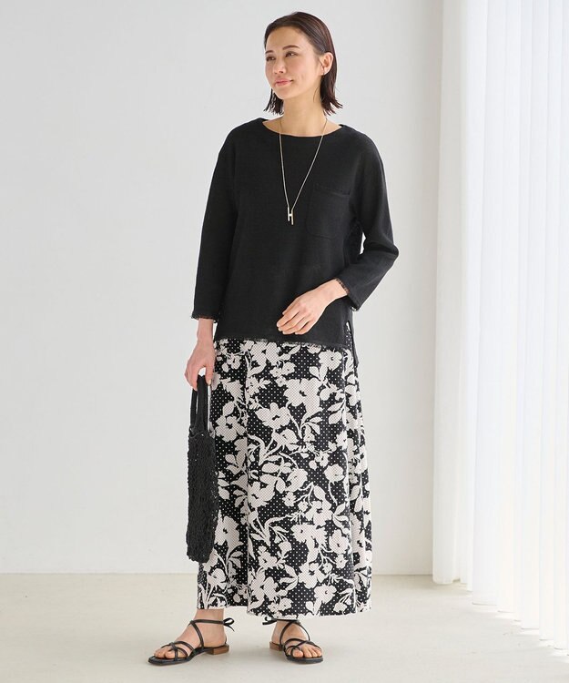 自由区 【XSサイズ~/洗える】モノトーンドットフレア スカート ブラック系5