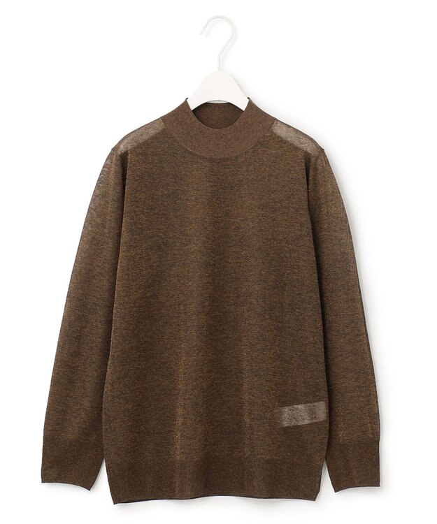 ICB 【洗える】ラメシアー モックネックニット ブラウン系