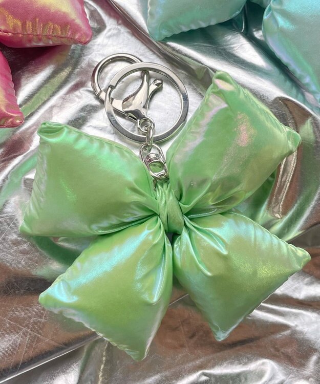 WEGO メタリッククッションリボンキーホルダー グリーン