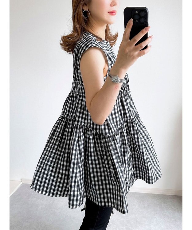 Green Parks コルセット風ミニワンピースⅡ Gingham Check