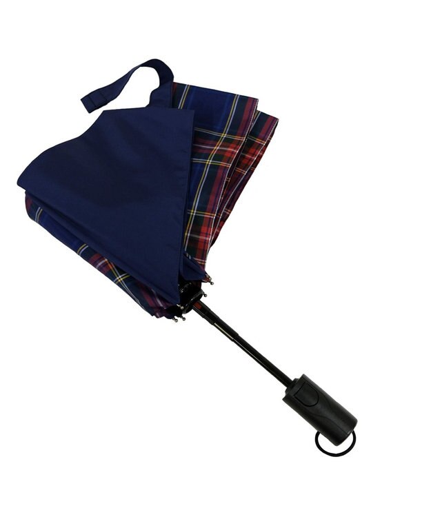 +RING 【簡単/便利】UNISEX 自動開閉式 折傘58cm NVY-CHK T1237 紺