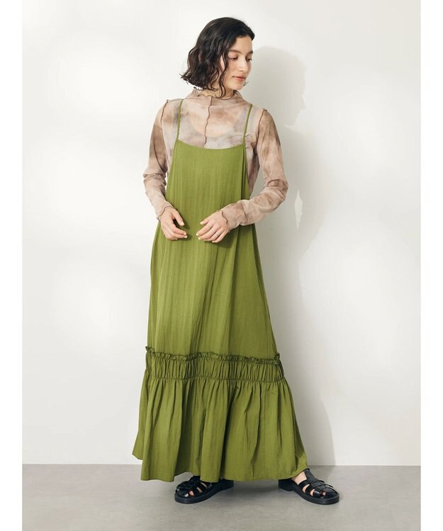 CRAFT STANDARD BOUTIQUE 切替ティアードキャミワンピース Khaki