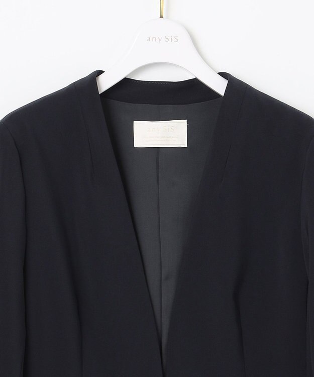 ANY SIS 【洗える】セレモニーダブルクロス カラーレス ジャケット ネイビー