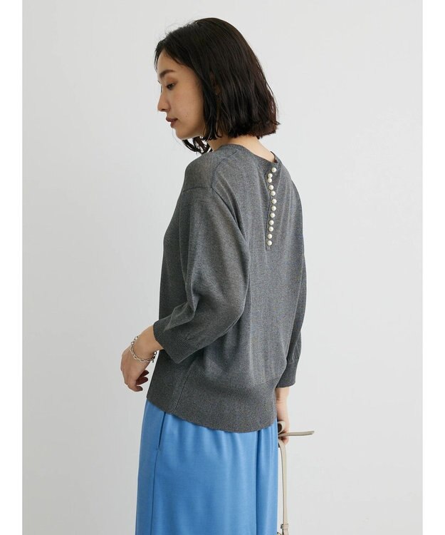 Green Parks ・ＥＬＥＮＣＡＲＥ　ＤＵＥバックパールシアー５分ニット Gray