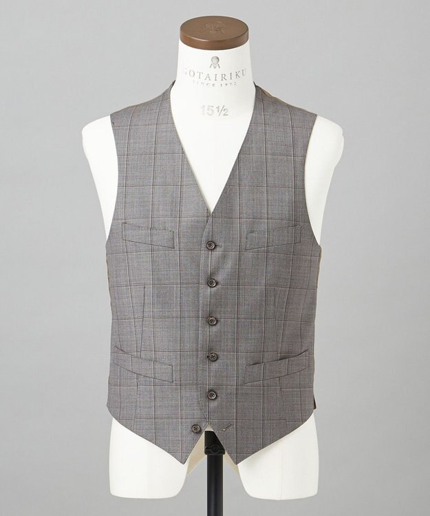 GOTAIRIKU 【DORMEUIL】AMADEUS365 3ピーススーツ （グレーチェック） ライトグレー系4