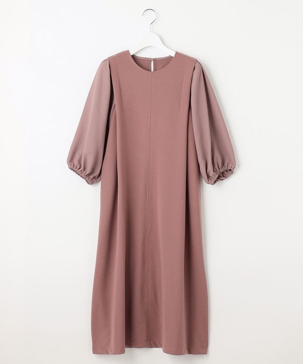 Feroux 【洗える】ジョーゼットコンビポンチ ワンピース キャメル系