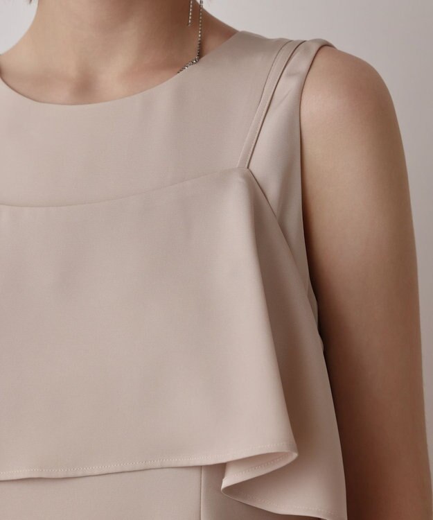 GRACE CONTINENTAL サテンレイヤードワンピース ベージュ