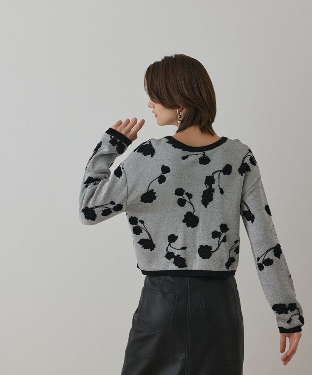 GRACE CONTINENTAL フクレジャガードニットカーディガン ホワイト